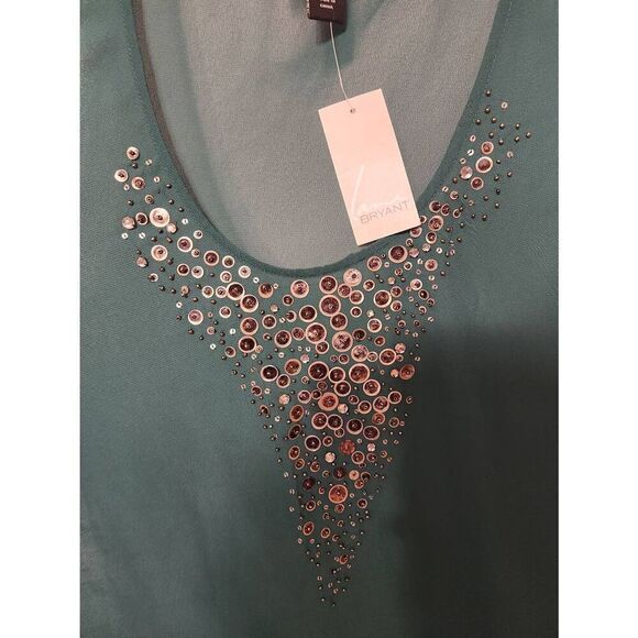 Lane Bryant Size 16 Green Sheer Tank Top Uit Shell Blouse - Picture 2 of 4